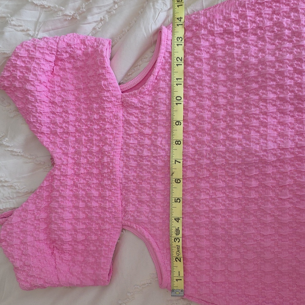 Bubble Knit Textured Cut-Out Bodycon Mini Dress Pink Medium Barbiecore Coquette - Picture 5 of 8